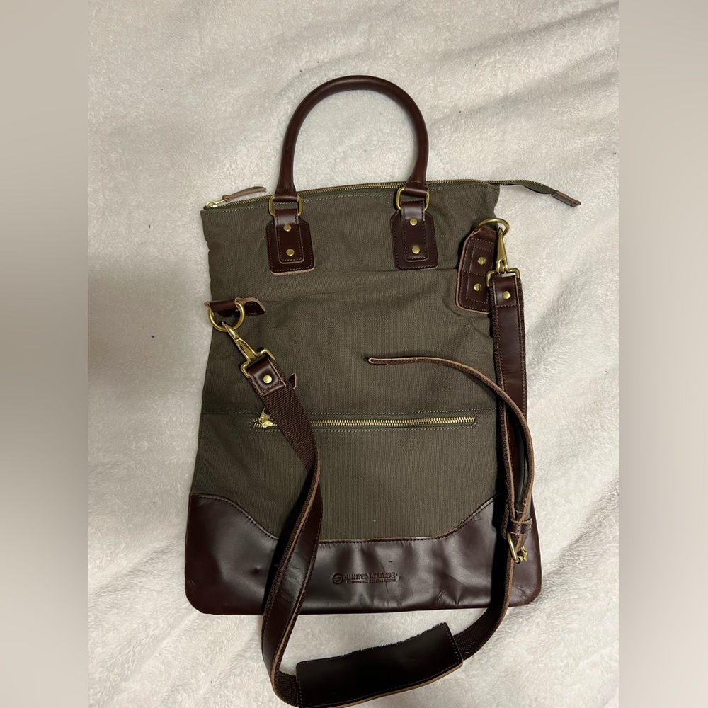 Sage green and leather bag